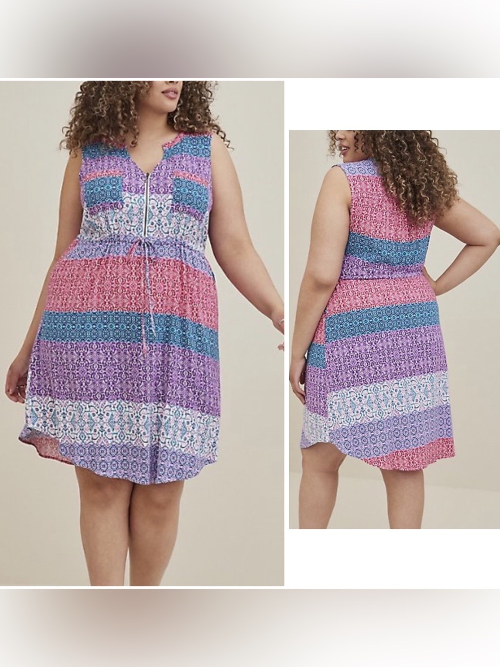 Torrid Mini Textured Rayon Shirt Dress Size 2X Medallion Summer Boho Patchwork